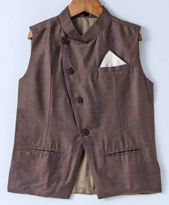 Brown plain silk blend boys-dhoti-kurta 2