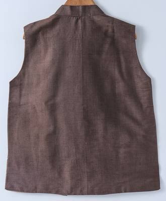 Brown plain silk blend boys-dhoti-kurta 3