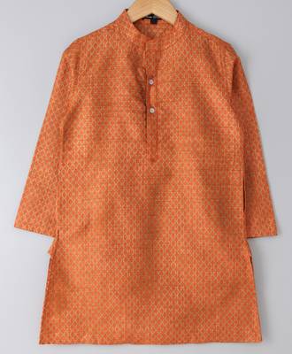 Orange plain polyester boys-kurta-pyjama 2
