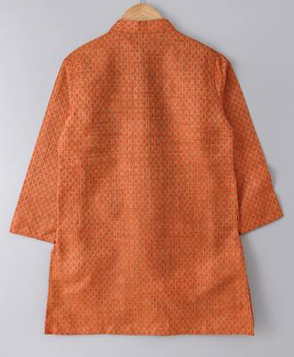 Orange plain polyester boys-kurta-pyjama 3