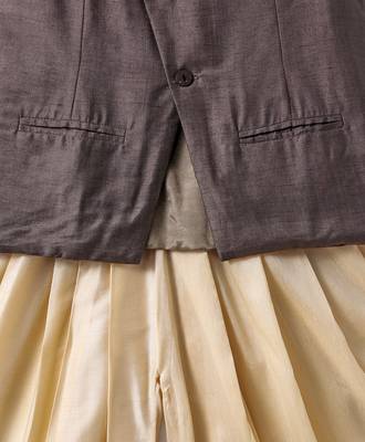 Brown plain silk blend boys-dhoti-kurta 5
