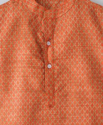Orange plain polyester boys-kurta-pyjama 5