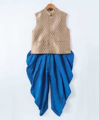 Gold woven brocade boys-dhoti-kurta 1