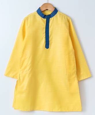 Yellow plain cotton poly boys-kurta-pyjama 2