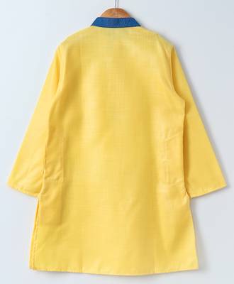Yellow plain cotton poly boys-kurta-pyjama 3