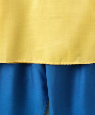 Yellow plain cotton poly boys-kurta-pyjama 5