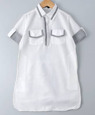 White plain cotton poly boys-kurta-pyjama 2