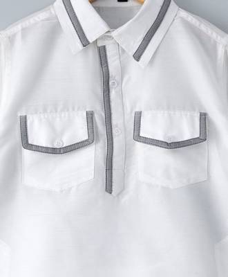 White plain cotton poly boys-kurta-pyjama 5