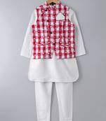 White plain cotton poly boys-kurta-pyjama