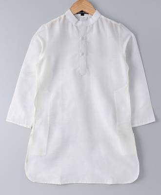 White plain cotton poly boys-kurta-pyjama 2