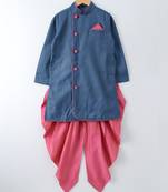 Blue woven cotton poly boys sherwani