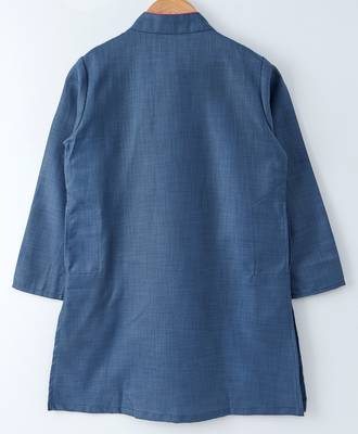 Blue woven cotton poly boys sherwani 3
