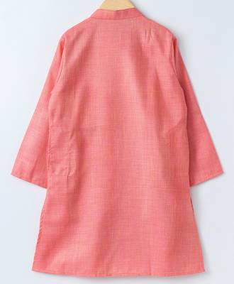 Orange woven cotton poly boys sherwani 3