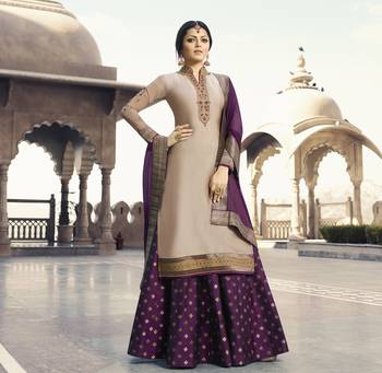 Light Peach Embroidered Satin Salwar 1