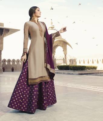 Light Peach Embroidered Satin Salwar 2