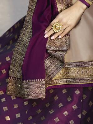 Light Peach Embroidered Satin Salwar 4
