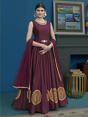 Maroon Embroidered Silk Blend Salwar 1