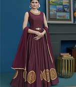 Maroon Embroidered Silk Blend Salwar