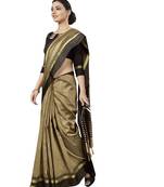 Beige woven art silk saree with blouse