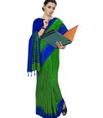 Green woven art silk saree with blouse