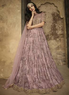 Pink embroidered net salwar 1