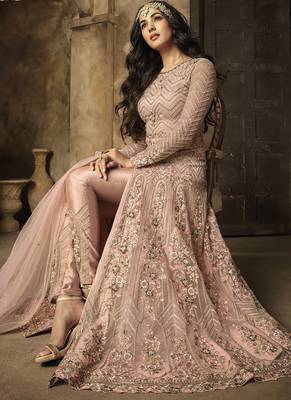 Pink Embroidered Net Salwar 2
