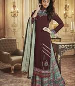 Maroon embroidered georgette salwar
