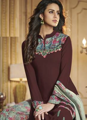 Maroon embroidered georgette salwar 2