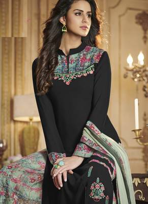 Black Embroidered Georgette Salwar 2