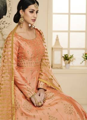 Orange Embroidered Silk Salwar 2