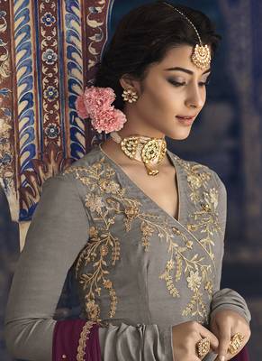 Dark-Grey Embroidered Georgette Salwar 2
