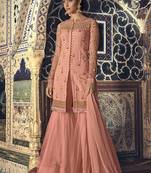 Peach Embroidered Georgette Salwar