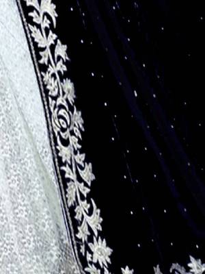Black Woven Velvet Saree With Blouse 4