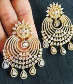 Cz American Diamond Gold Plated Dangler Earrings