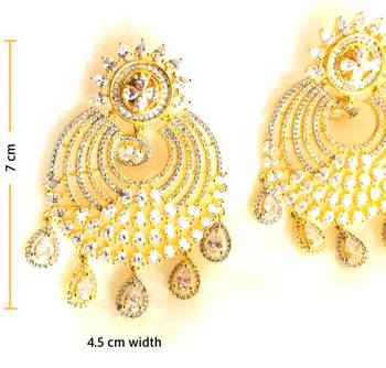 Cz American Diamond Gold Plated Dangler Earrings 2