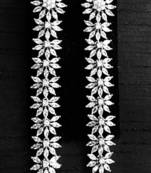 Cz American Diamond Silver Rhodium Plated Long Dangler Earrings