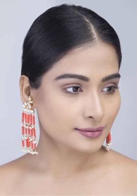 Mayura Polki And Coral Earrings 1