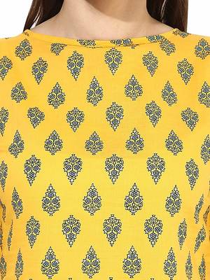 Yellow Cotton Cold Shoulder Ethnic Designer Kurti  5