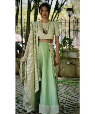Pastel Green Bling Ghaghra Set 1