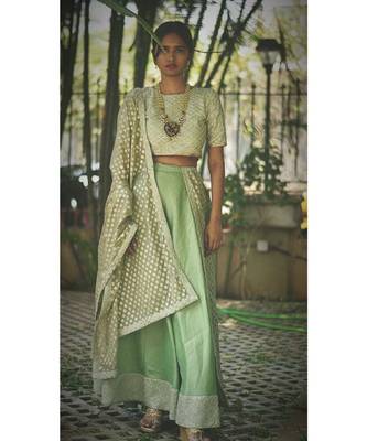 Pastel Green Bling Ghaghra Set 3