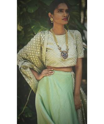 Pastel Green Bling Ghaghra Set 4