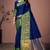 Blue jacquard cotton silk saree with blouse