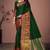 Green jacquard  cotton silk saree with blouse