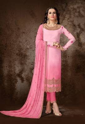 Pink embroidered georgette salwar 1