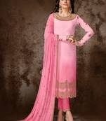 Pink embroidered georgette salwar