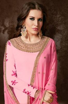 Pink embroidered georgette salwar 2