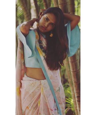 Pink Floral Saree With Blouse 3