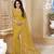 Yellow printed georgette saree with blouse