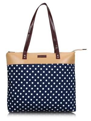 Lychee Bags Canvas Blue Polka Printed Shopper Tote Bags 1