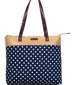 Lychee Bags Canvas Blue Polka Printed Shopper Tote Bags